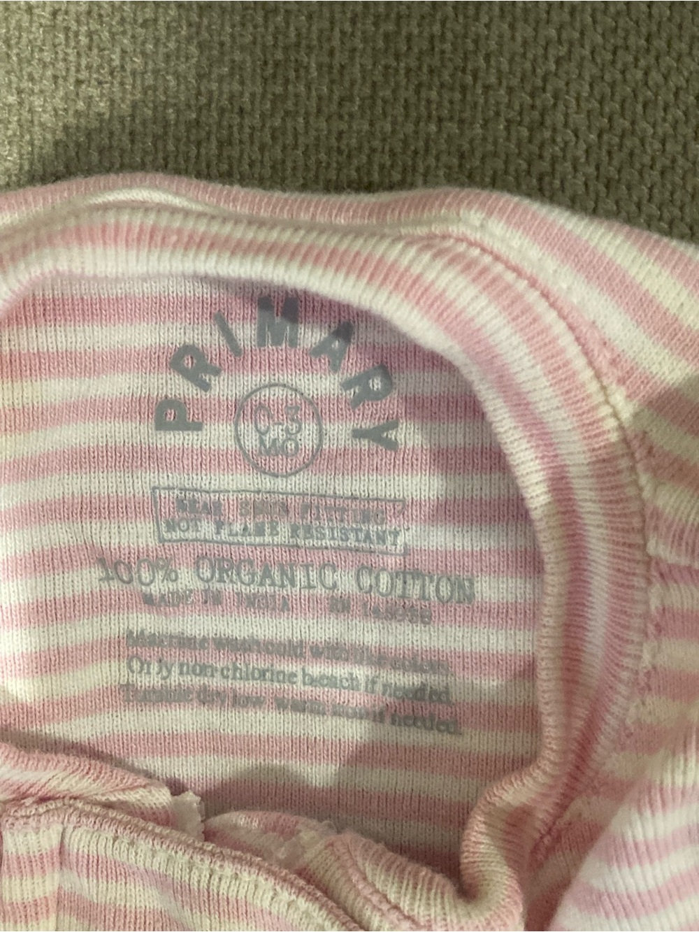 Primary Soft Pink Stripe Zipper Baby One-Piece - Picture 2 of 4